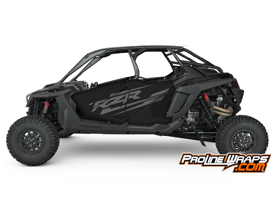 2023 Polaris RZR Pro R4- Stealth Black - Factory Aluminum Doors Graphics Kit