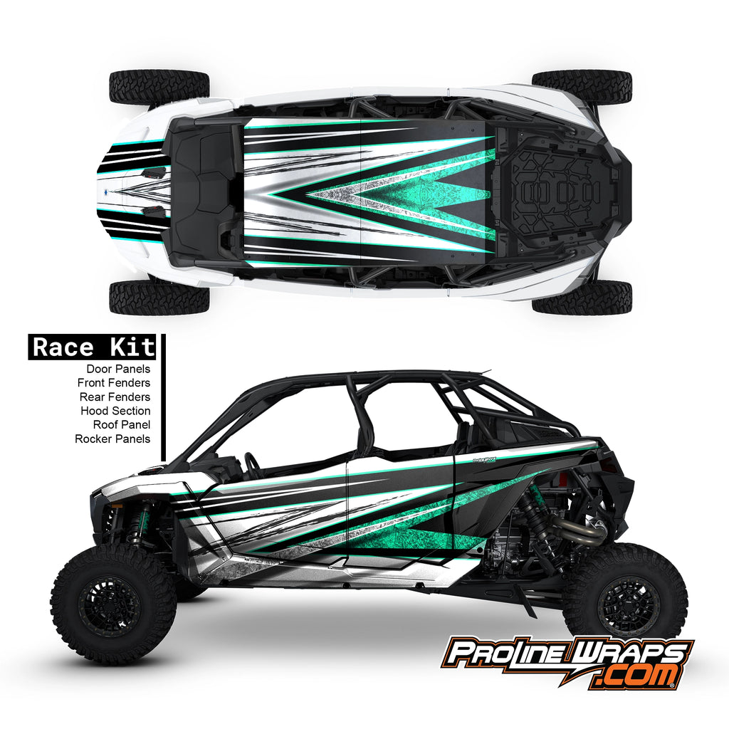 Teal Rzr Pro R Build Proline Wraps Series Graphics – Vector - Custom UTV Graphics – Polaris