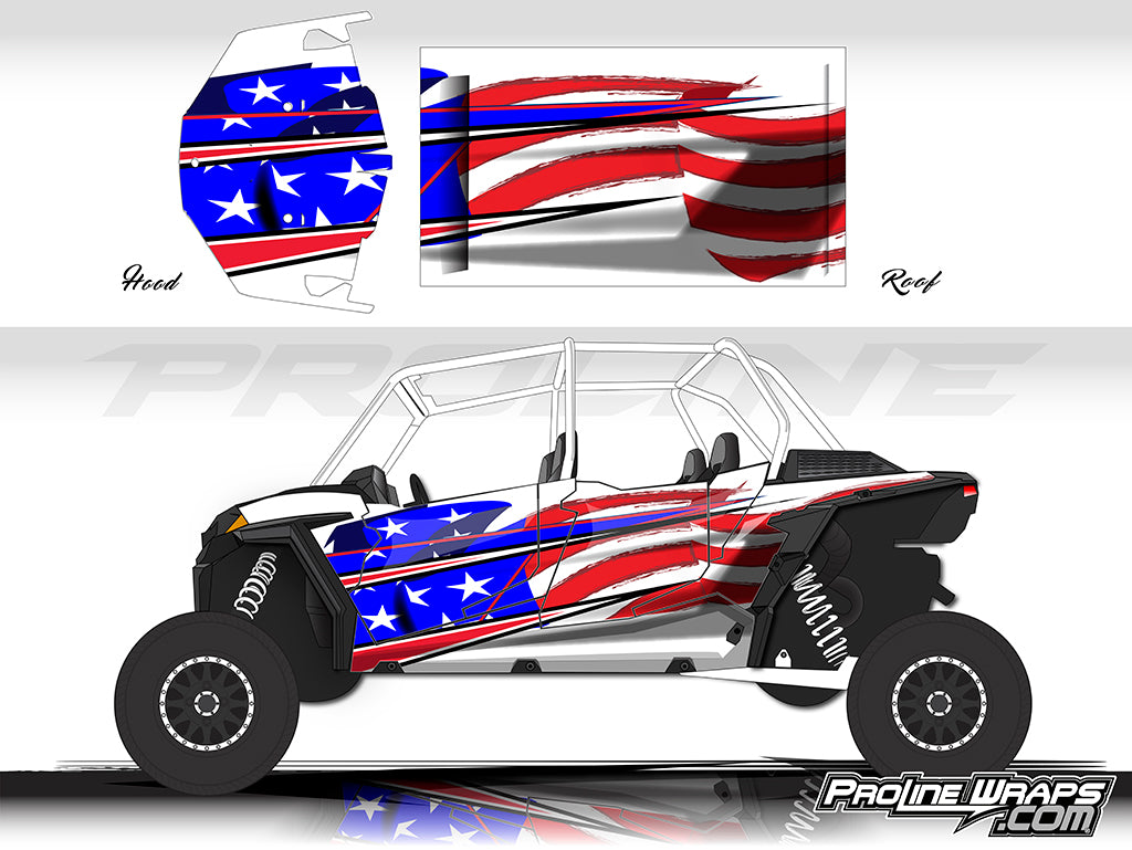 Proline Wraps Series Graphics - Old Glory - Polaris RZR XP 4 Turbo S